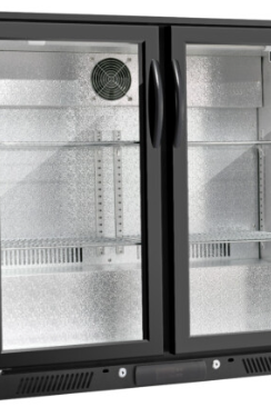 Light Slate Gray Sterling Pro SP2HC-LOW-BH Hinged Double Door Low Height Bottle Cooler, 180 x 330ml Bottles - In Stock