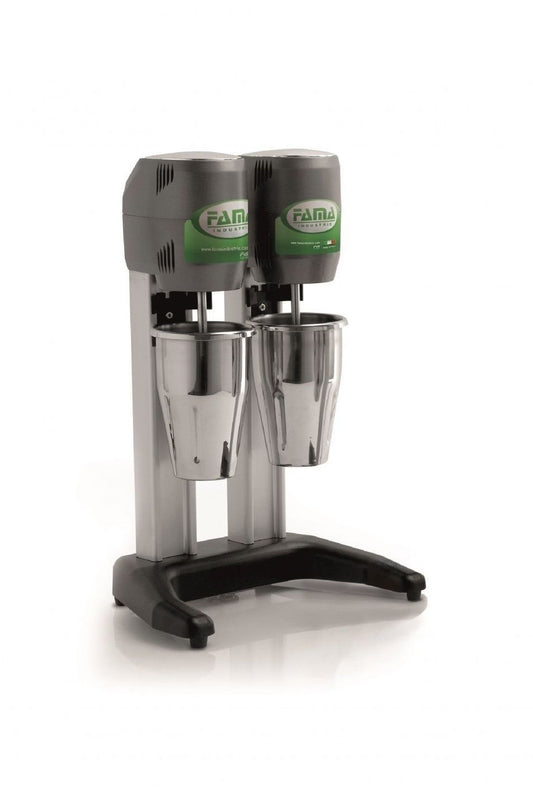 Gray Fama MF4D Double Drink Mixer with Stainless Steel Cups, 2 x 0.8 Litres - Low Stock