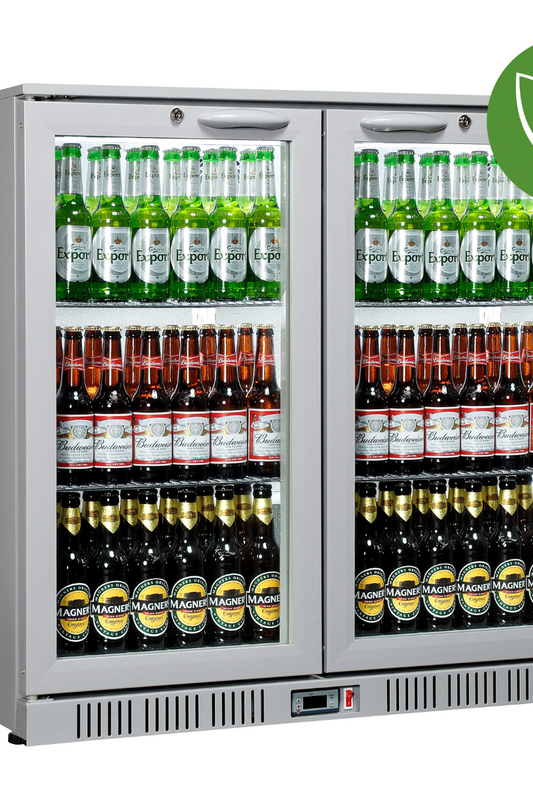 Dark Gray Sterling Pro Green SP2HC-GS Sliding Double Door Grey Bottle Cooler, 192 Litres / 180 Bottles x 330ml Bottles - Discontinued