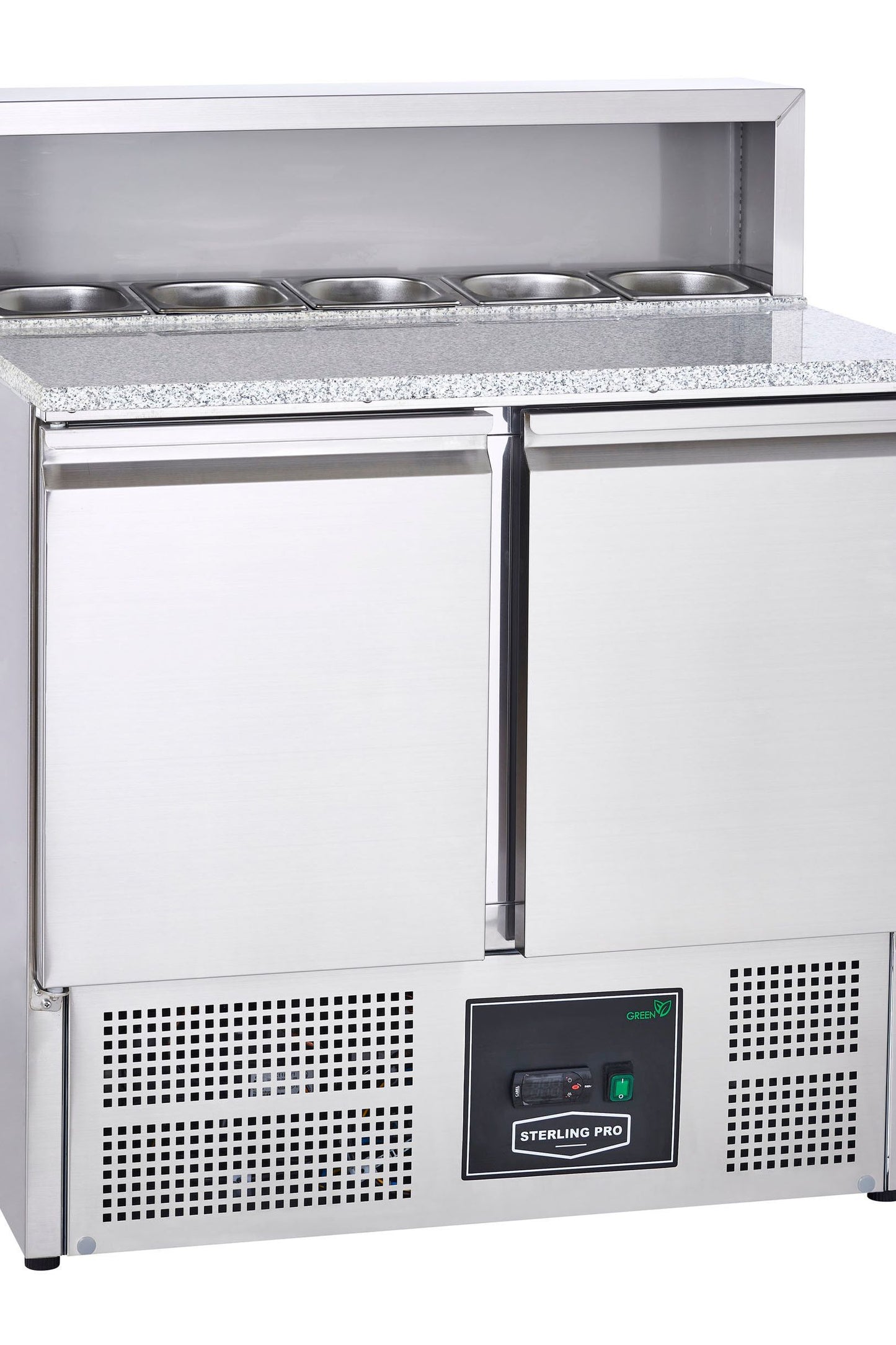 Light Gray Sterling Pro Cobus SPU902PZ 2 Door Pizza Counter Granite Top 5 x GN1/6, 240 Litres - In Stock