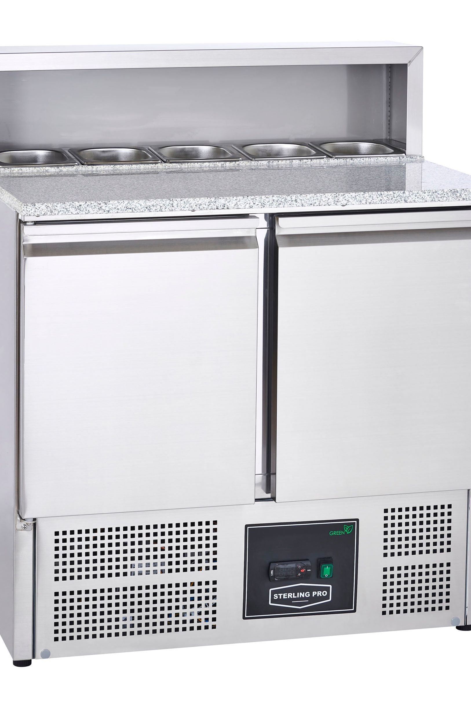 Light Gray Sterling Pro Cobus SPU902PZ 2 Door Pizza Counter Granite Top 5 x GN1/6, 240 Litres - In Stock