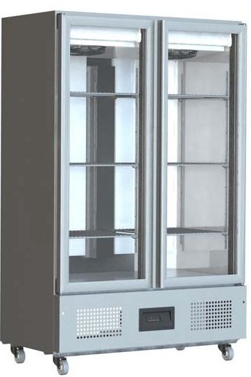 Gray Foster FSL800G/11-172 Slimline Glass Double Door Refrigerated Upright Cabinet, 800 Litres - Contact Us For Availability