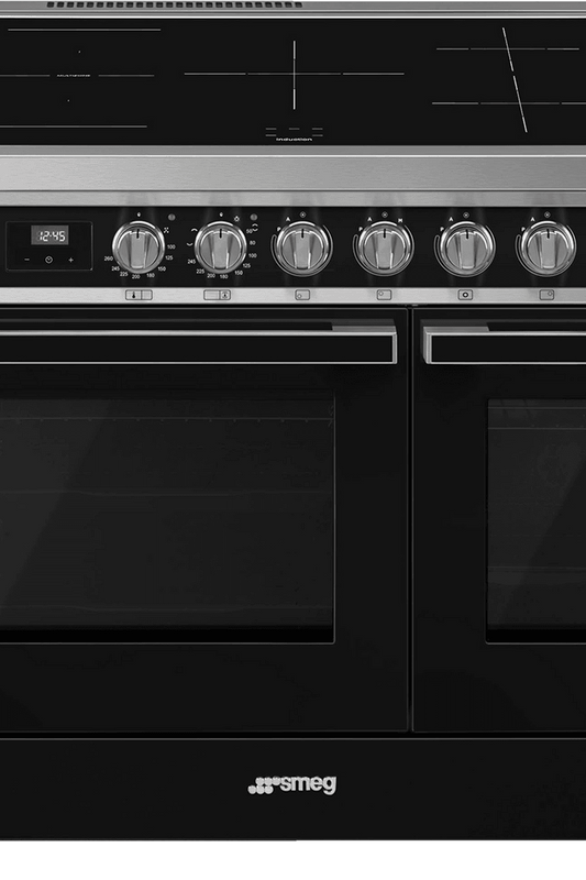 Black SMEG Portofino Range Cooker, Electric Induction, 900 mm