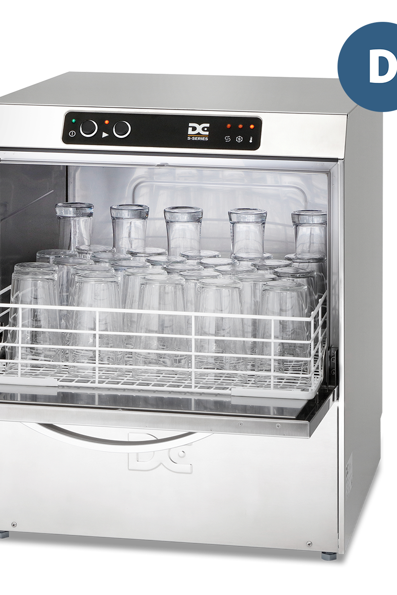 Light Gray DC SG50D Standard Range 500mm Basket Frontloading Commercial Glasswasher with Drain Pump, 30 Pint Capacity - Contact Us For Availability