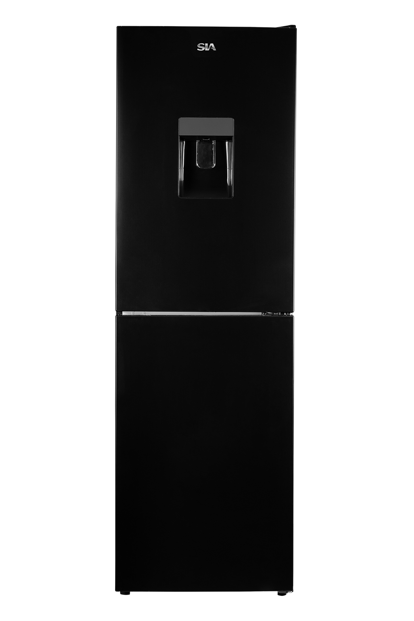 Black SIA Freestanding 252L Fridge Freezer with Water Dispenser in Matte Black