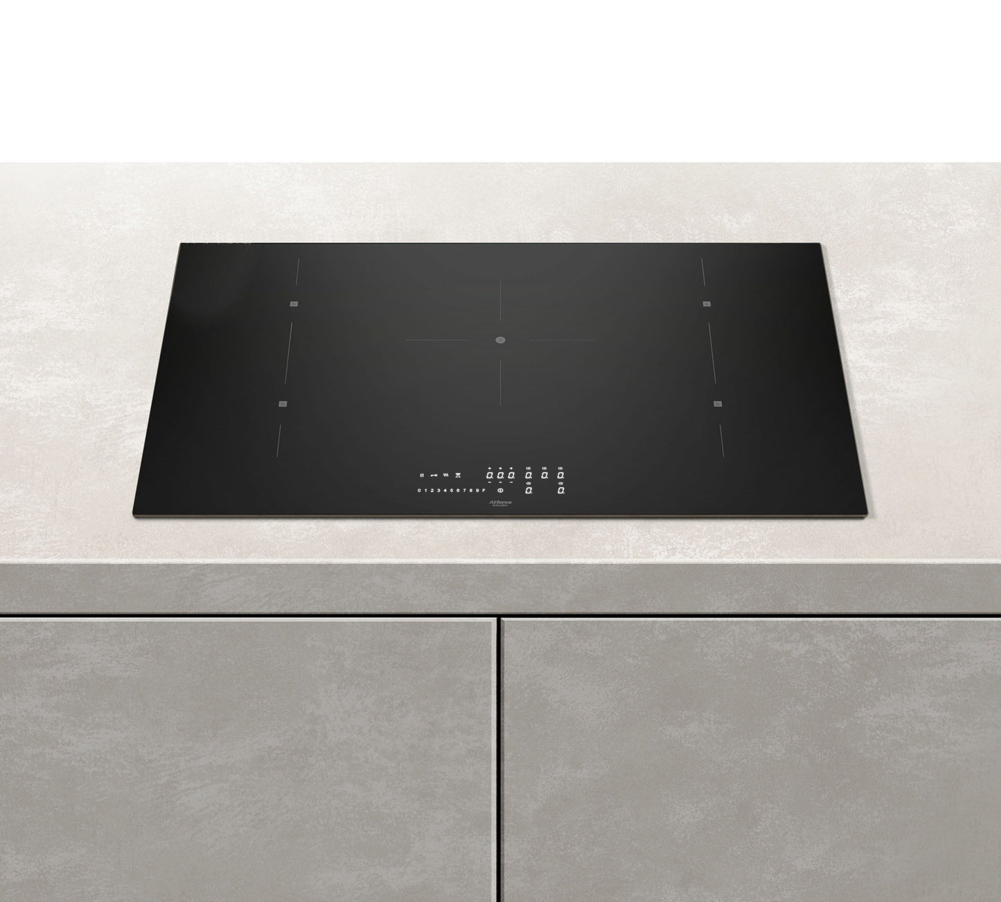 Dark Gray Aiforce Plus 90cm Induction Hob with 5 Zones Touch slider controls Black Glass Finish