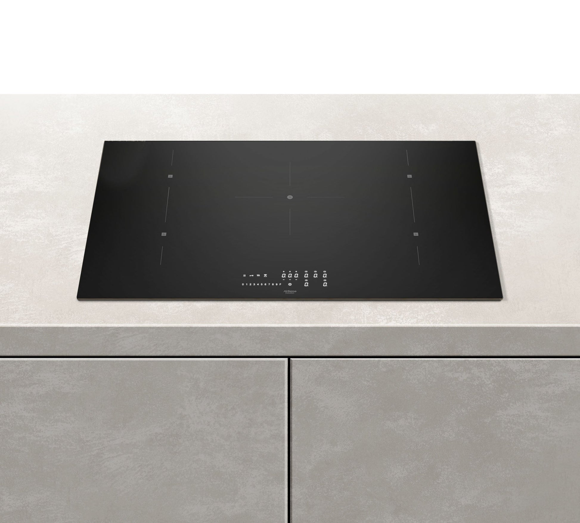 Dark Gray Aiforce Plus 90cm Induction Hob with 5 Zones Touch slider controls Black Glass Finish