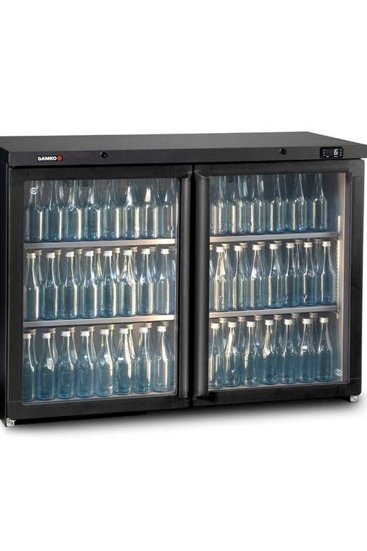 Dim Gray Gamko MG3/275G Maxiglass Hinged Glass Double Door Undercounter Bottle Cooler, 275 Litres - Contact Us For Availability