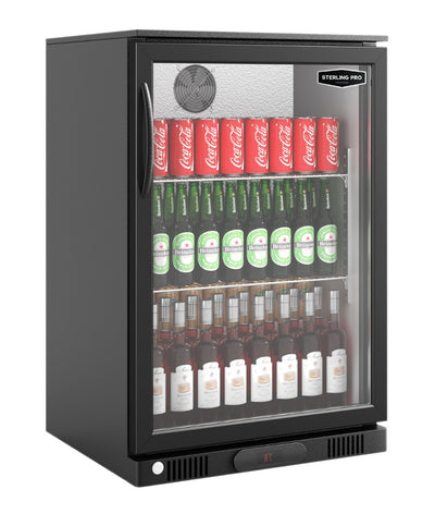 Sterling Pro Green SP1HC-BK Hinged Single Door Bottle Cooler, 106 x 330ml Bottles - In Stock