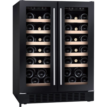 CDA 60cm Freestanding Double Door Wine Cooler - Black - Core Appliances