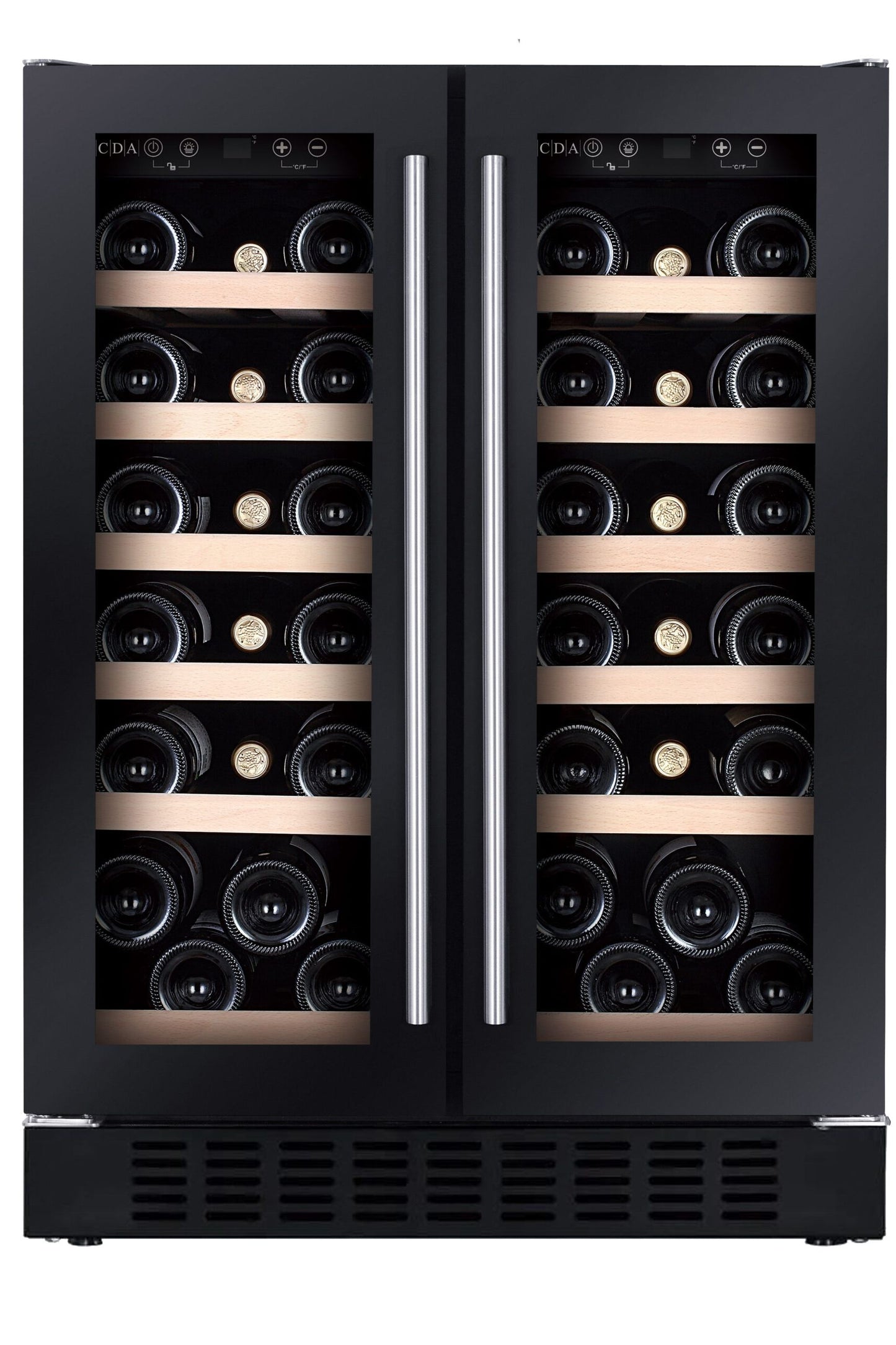 Black CFWC624BL 60cm Freestanding/under counter double door wine cooler
