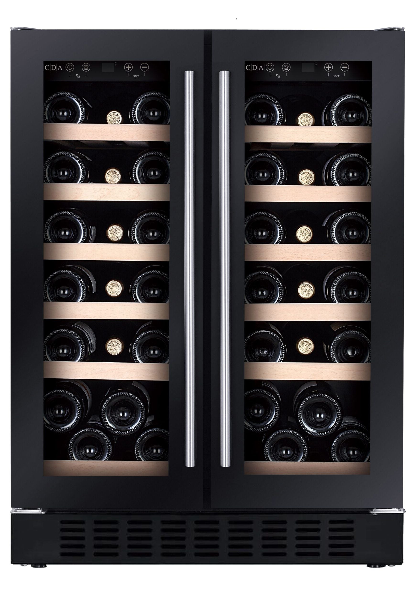 Black CFWC624BL 60cm Freestanding/under counter double door wine cooler