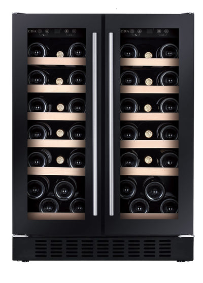 CDA 60cm Freestanding Double Door Wine Cooler - Black