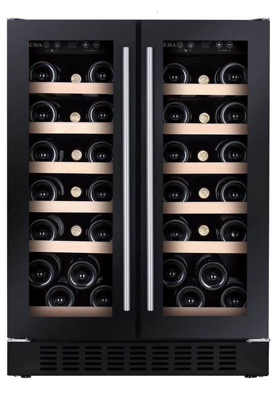 Black CFWC624BL 60cm Freestanding/under counter double door wine cooler