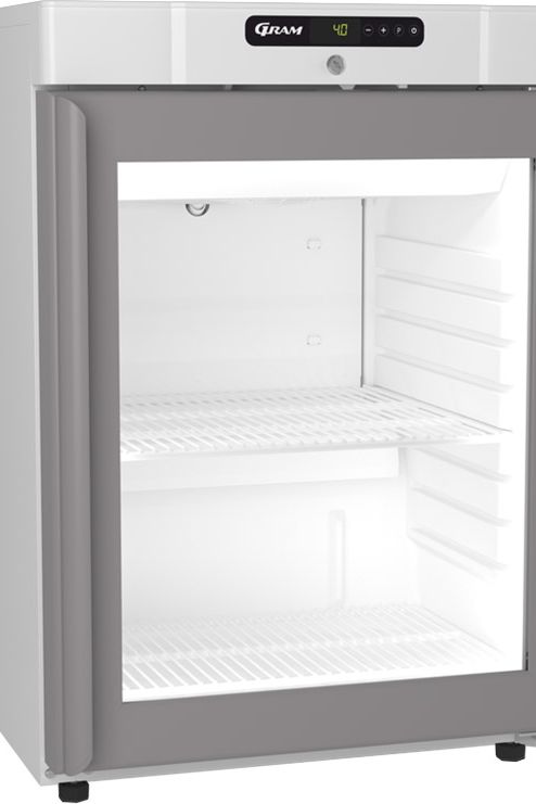 Light Gray Hoshizaki Compact KG220 L-DR G U Glass Single Door White Undercounter Display Fridge, 123 Litres - Contact Us For Availability