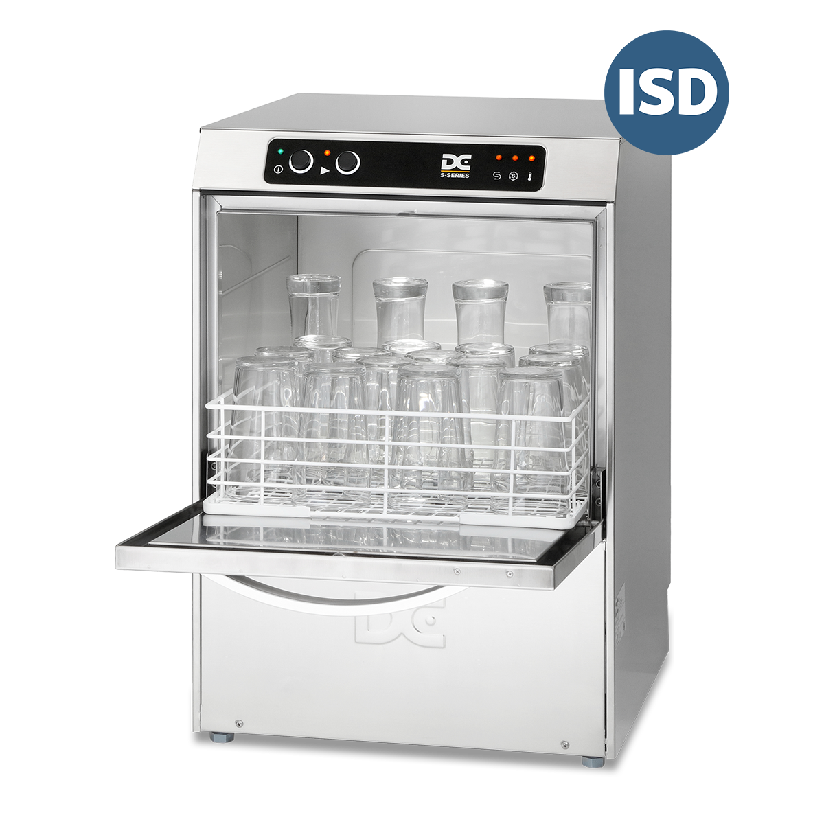 DC SGP40ISD Standard Range 400mm Basket Frontloading Commercial Glasswasher with Integral Water Softener & Drain Pump, 18 Pint Capacity - Contact Us For Availability