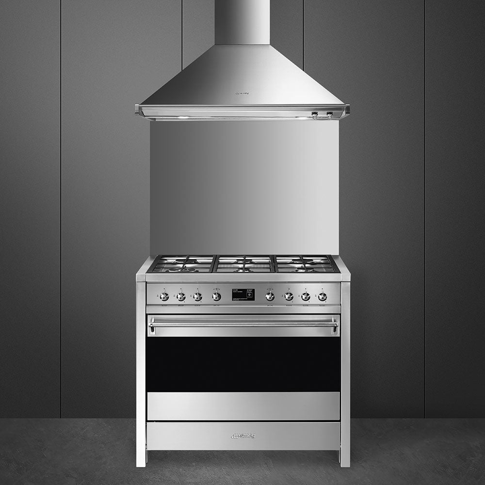 Smeg Opera 90cm Dual Fuel Range Cooker - Stainless Steel