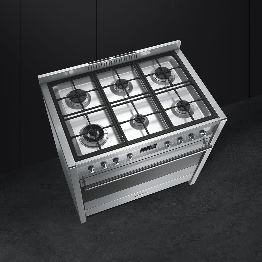Smeg Opera 90cm Dual Fuel Range Cooker - Stainless Steel