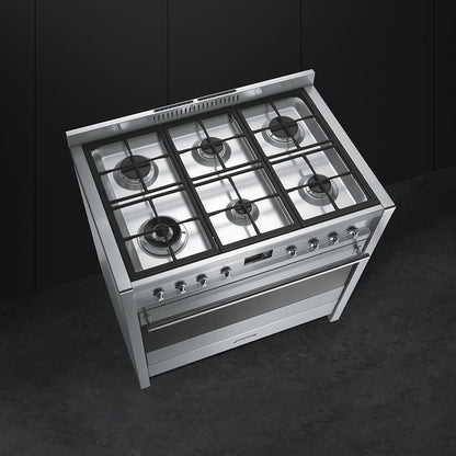 Smeg Opera 90cm Dual Fuel Range Cooker - Stainless Steel
