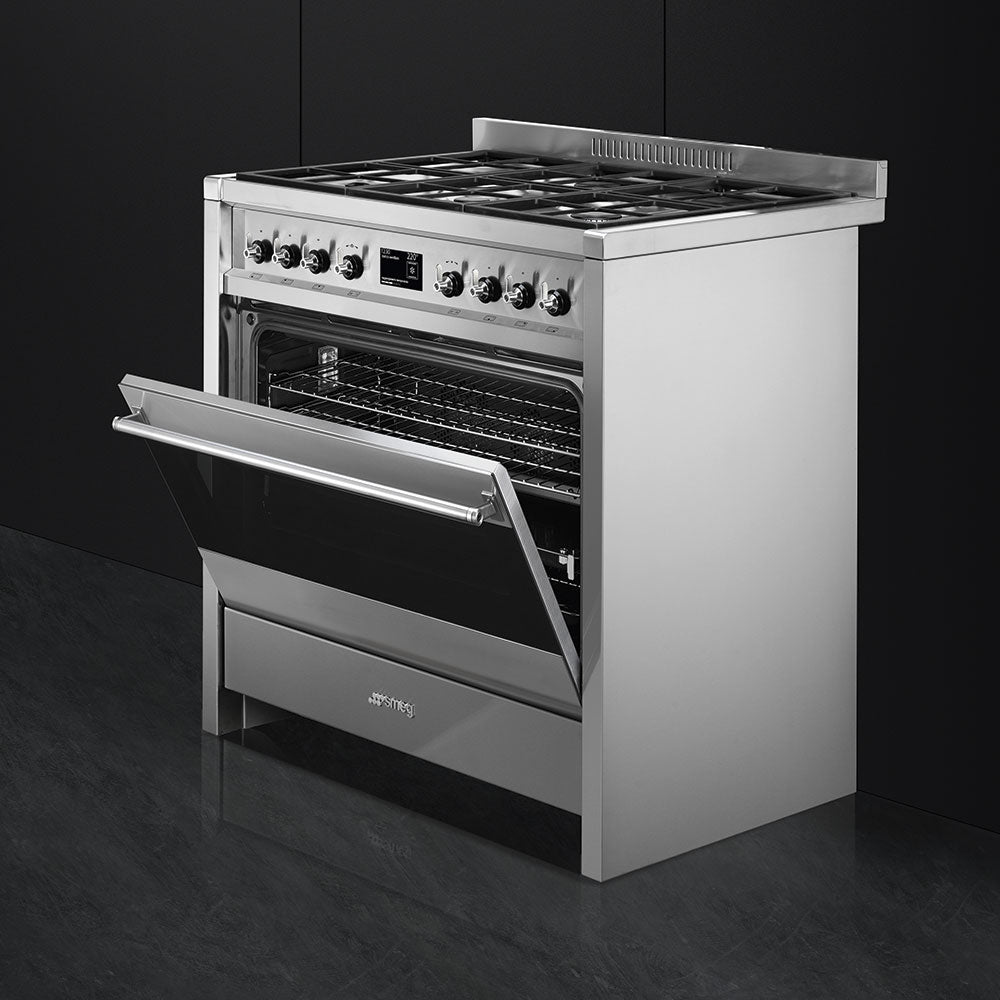 Smeg Opera 90cm Dual Fuel Range Cooker - Stainless Steel
