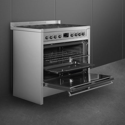 Smeg Opera 90cm Dual Fuel Range Cooker - Stainless Steel