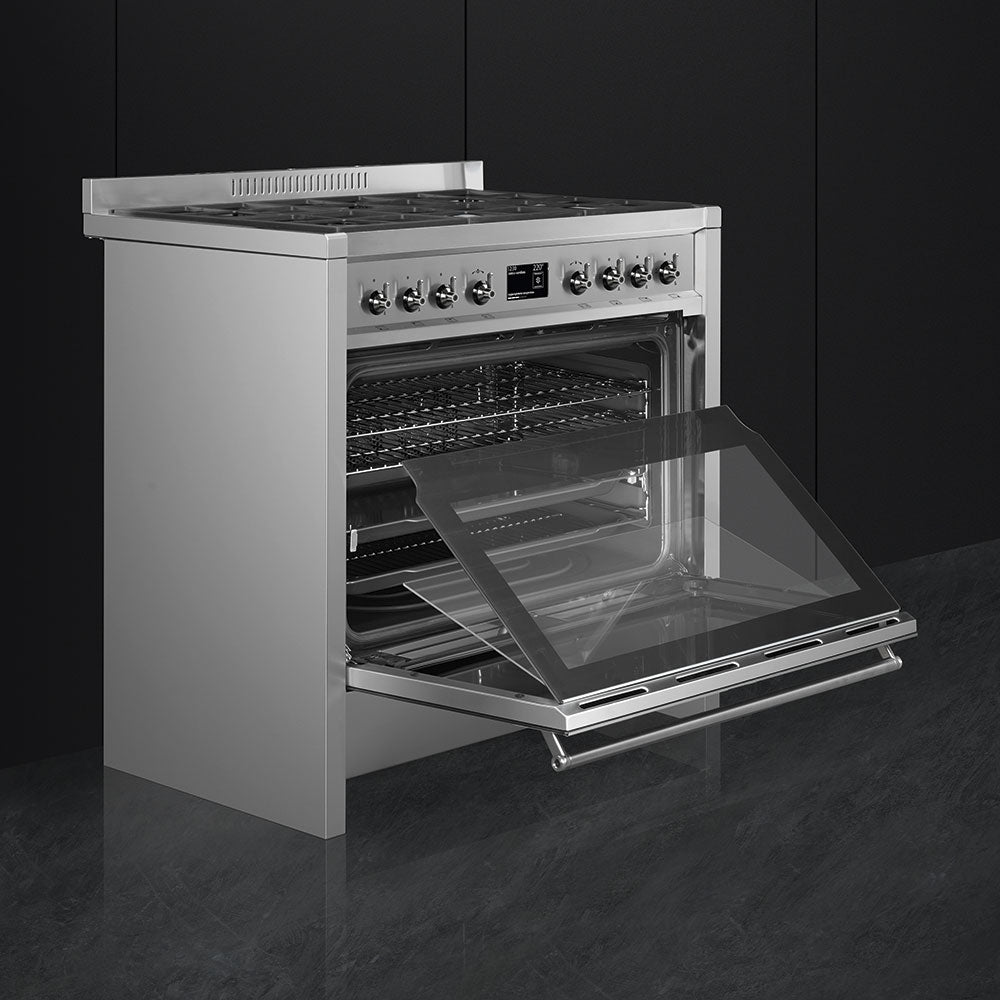 Smeg Opera 90cm Dual Fuel Range Cooker - Stainless Steel
