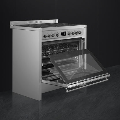 Smeg Opera 90cm Dual Fuel Range Cooker - Stainless Steel