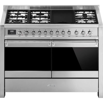 Smeg Opera 120cm Dual Fuel Range Cooker with Double Oven - Stainless Steel
