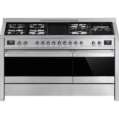 Smeg Opera 150cm Mixed Fuel Range Cooker with Electric Griddle - Stainless Steel
