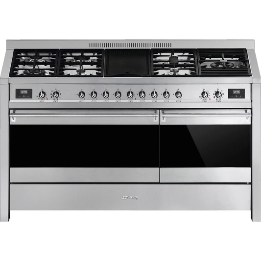 Gray SMEG Opera Cooker, Gas, Dual Cavity with Electric Griddle 1500mm