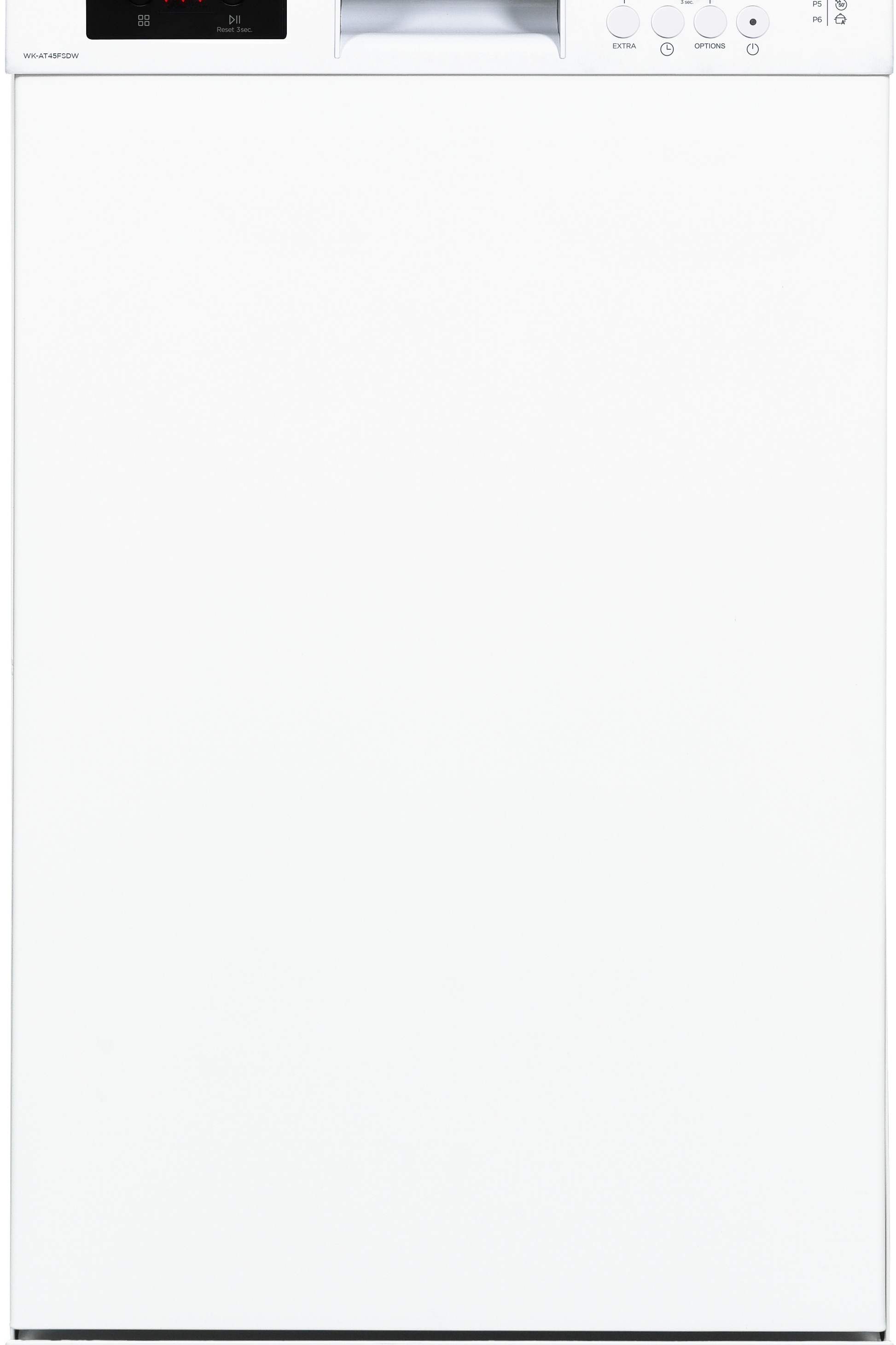 White dishwasher with control panel on a white background