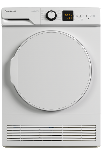 White tumble dryer on a white background