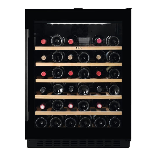 Black AEG 46 Bottle Capacity Single Zone Under Counter Wine Cooler