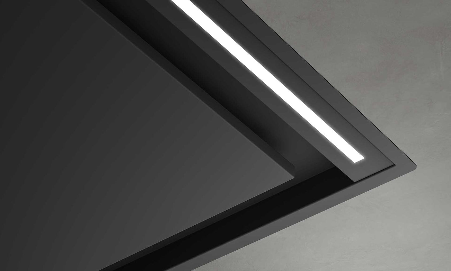 Dark Slate Gray Airforce SILHOUETTE EASY UP Standard Motor 100cm Ceiling Mounted Cooker Hood with Remote Control in Black Steel Finish