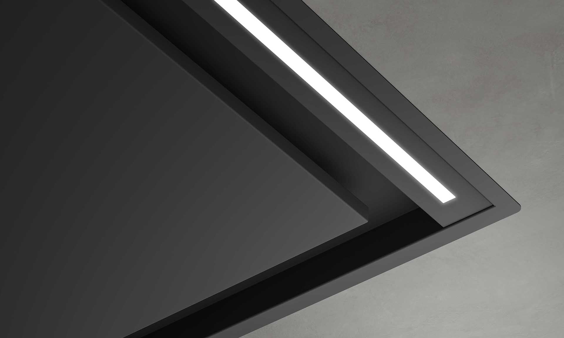 Dark Slate Gray Airforce SILHOUETTE EASY UP Standard Motor 100cm Ceiling Mounted Cooker Hood with Remote Control in Black Steel Finish