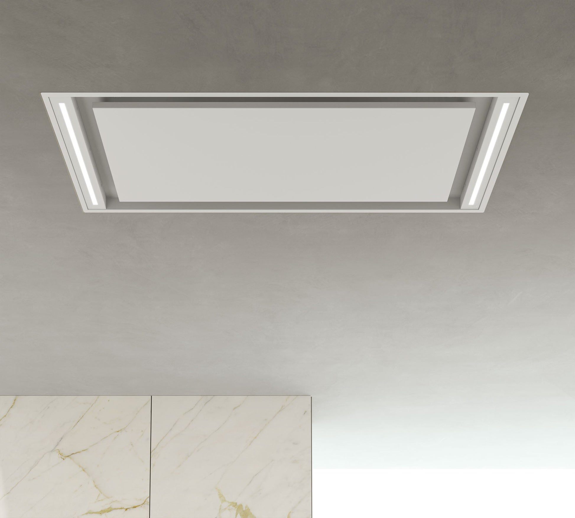 Gray Airforce SILHOUETTE EASY UP Standard Motor 100cm Ceiling Mounted Cooker Hood with Remote Control in White Steel Finish