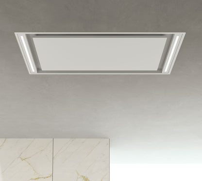 Gray Airforce SILHOUETTE EASY UP Standard Motor 100cm Ceiling Mounted Cooker Hood with Remote Control in White Steel Finish