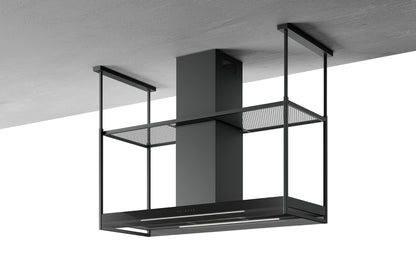 White Smoke Airforce ANTARES 140cm Island Cooker Hood with Touch Controls in Black Steel Finish