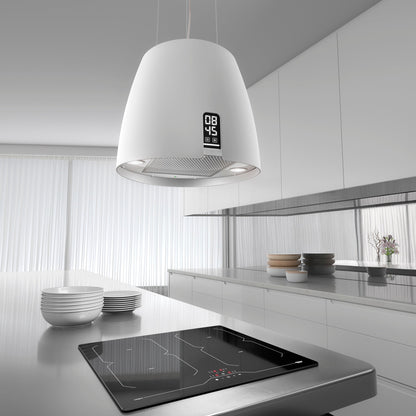 Dark Gray Airforce Ballerina Young 47,5cm Island Cooker Hood with Touch Control & Clock Display Satin White Finish