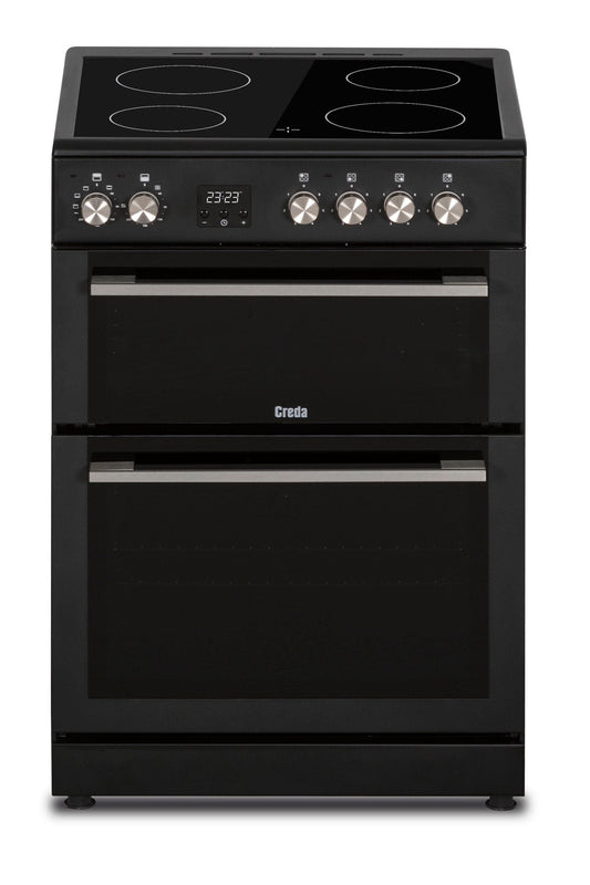 Black electric cooker with Creda branding on a white background