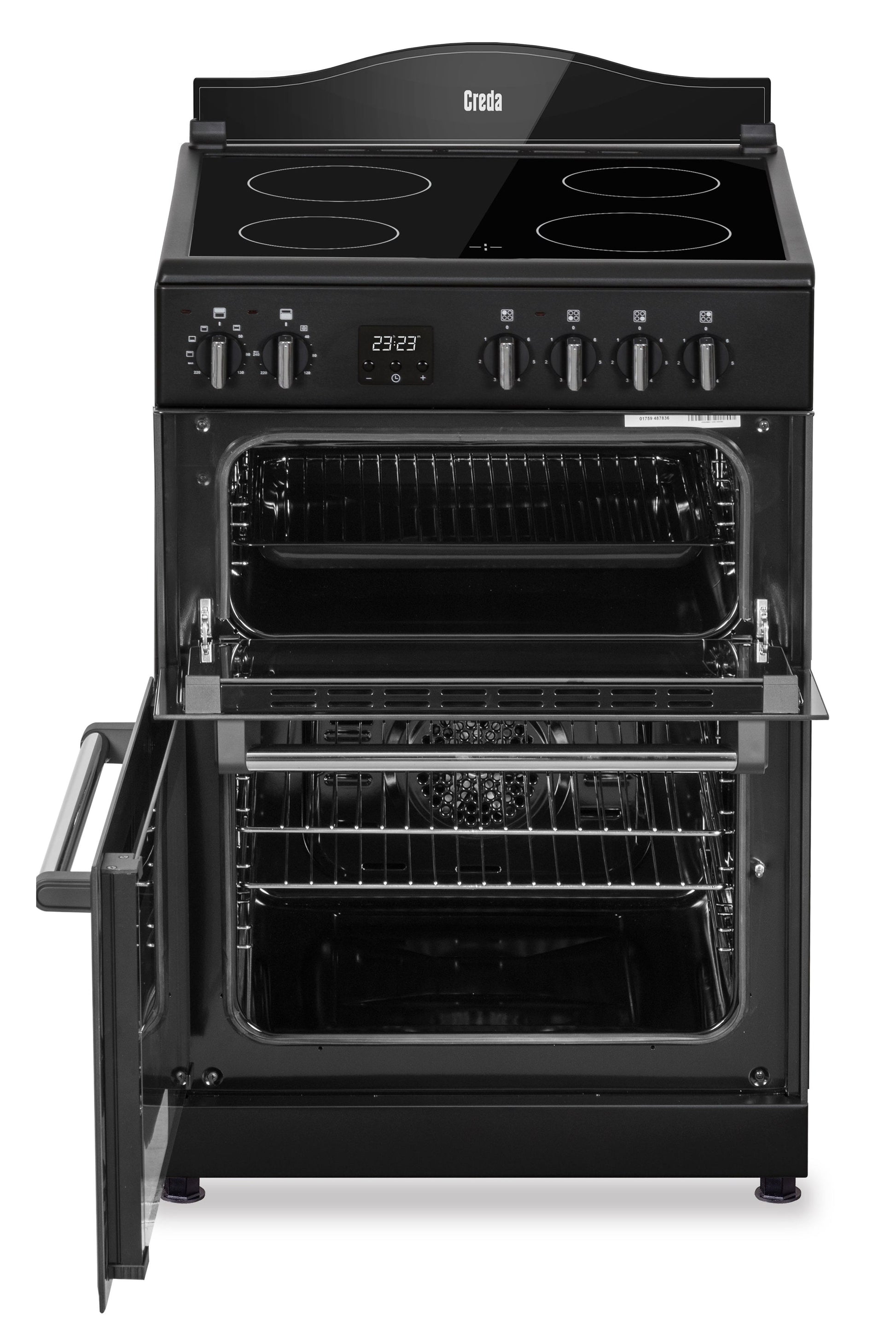 Black Creda C60CMRA Mini Range Anthracite 60cm Ceramic Double