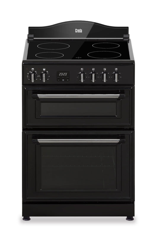 Black Creda C60CMRBL Mini Range Black 60cm Ceramic Double