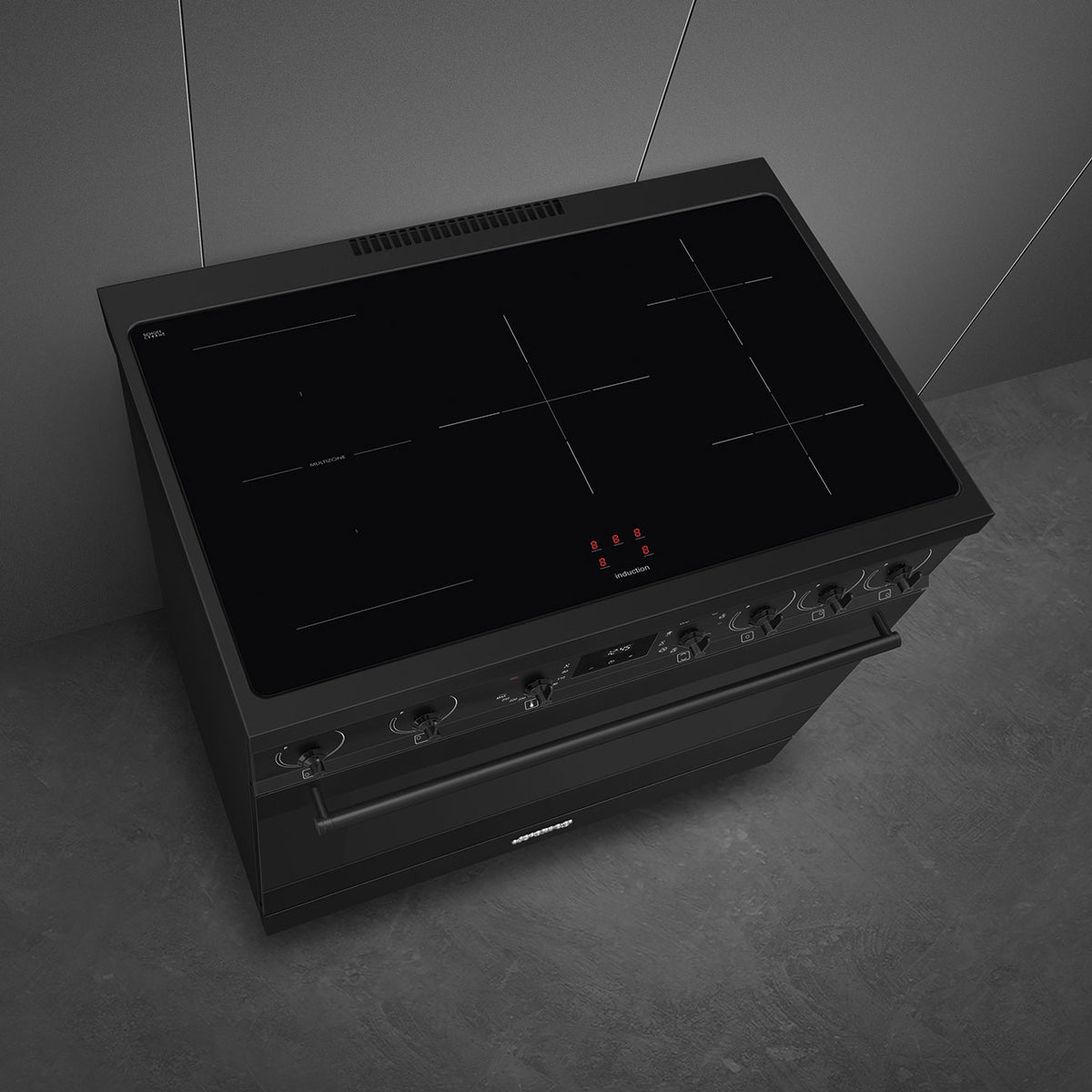 Smeg Symphony 90cm Induction Range Cooker with Double Oven - Matt Black