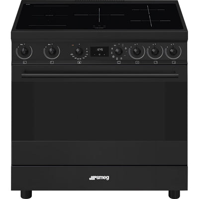 Smeg Symphony 90cm Induction Range Cooker with Double Oven - Matt Black