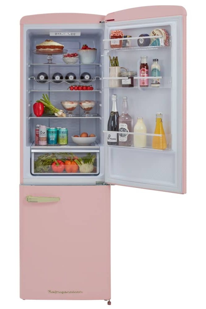 Gray FLORENCE-TEAROSE Retro 60cm freestanding 60/40 fridge freezer