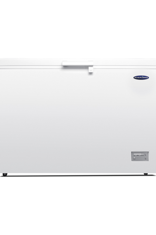 White chest freezer on a white background