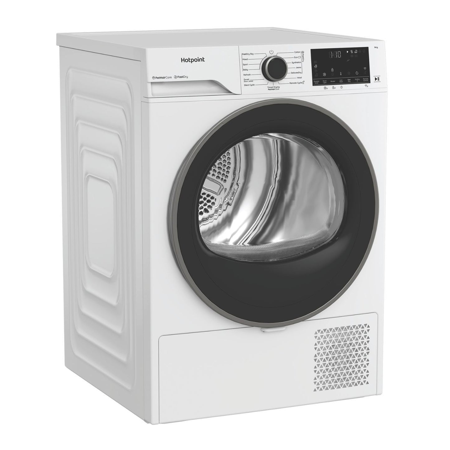 Gray Hotpoint FabricCare 9kg Heat Pump Tumble Dryer - White