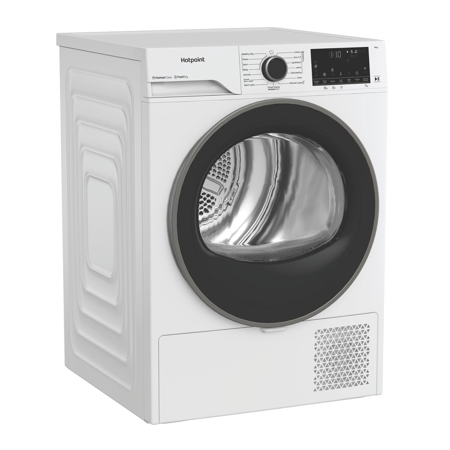 Gray Hotpoint FabricCare 9kg Heat Pump Tumble Dryer - White