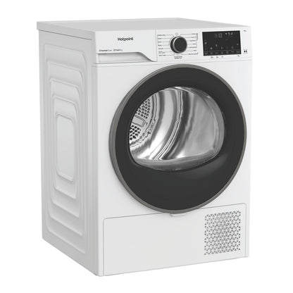 Gray Hotpoint FabricCare 9kg Heat Pump Tumble Dryer - White