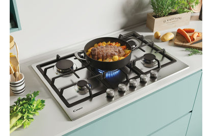 Candy CHG74WX 75cm Gas Hob – Stainless Steel - Core Appliances